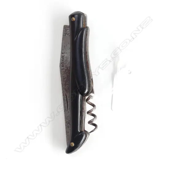 A Laguiole folding pocket knife with corkscrew,