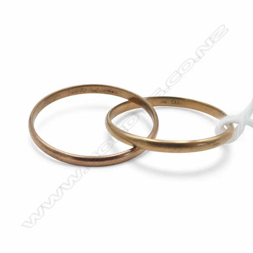 PR 9ct GOLD CAPTURED RINGS (rose/yellow) 1.84gms SIZE P Image 1++