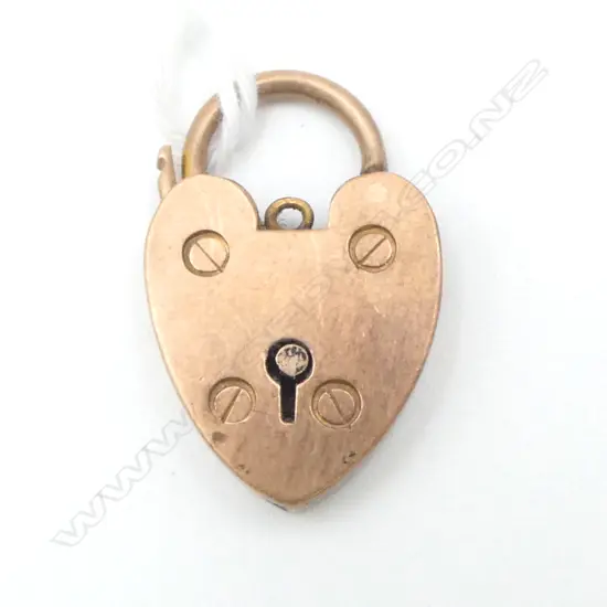 9ct ROSE GOLD HEART PADLOCK bracelet 3.7gmsCLASP 