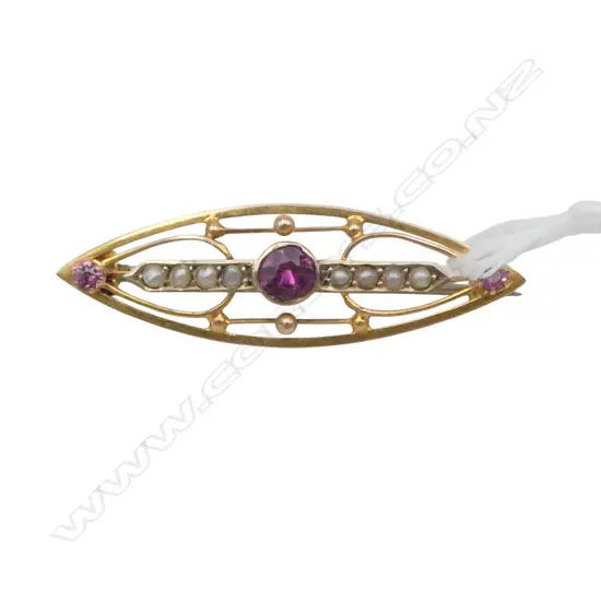 EDWARDIAN 9ct & GEM SET BROOCH 2.16gms