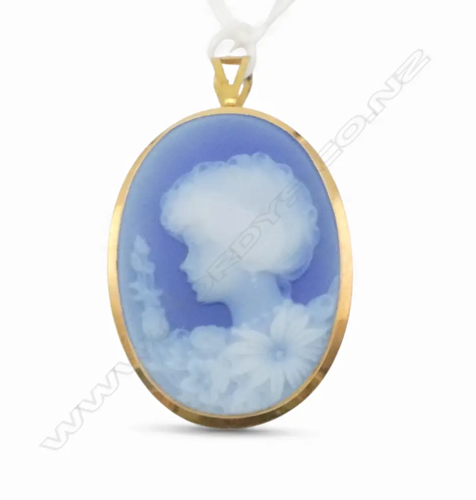 18ct CAMEO PENDANT BROOCH 40x25mm 6.5gms Image 1++