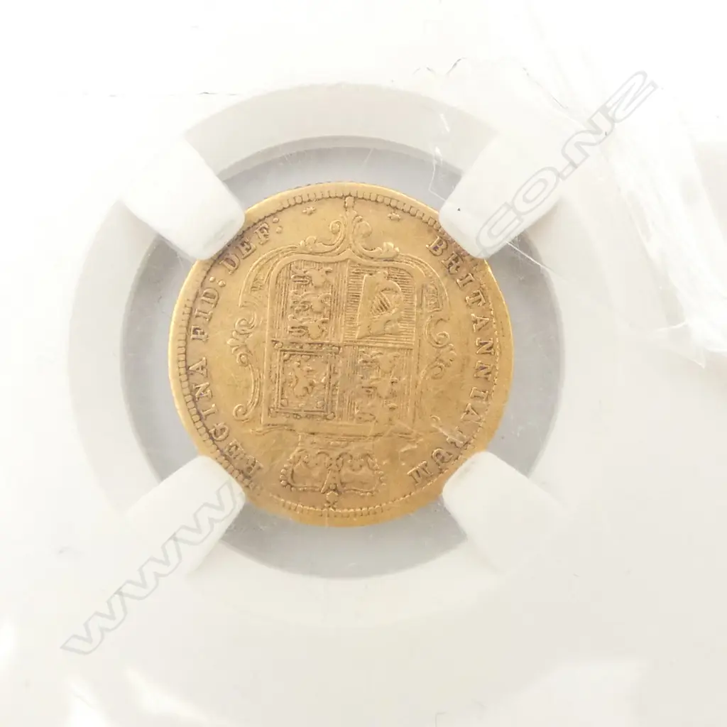 1887 GOLD HALF SOVEREIGN COIN Sydney mint. Young head. In plastic case Image 1++