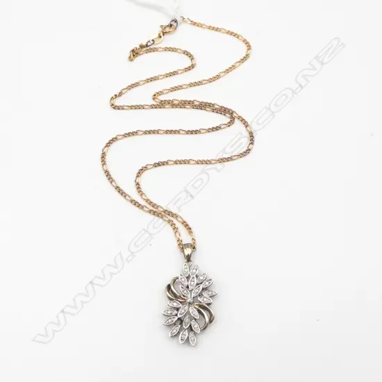 9ct DIAMOND PENDANT on 9ct CHAIN, 5.5gm