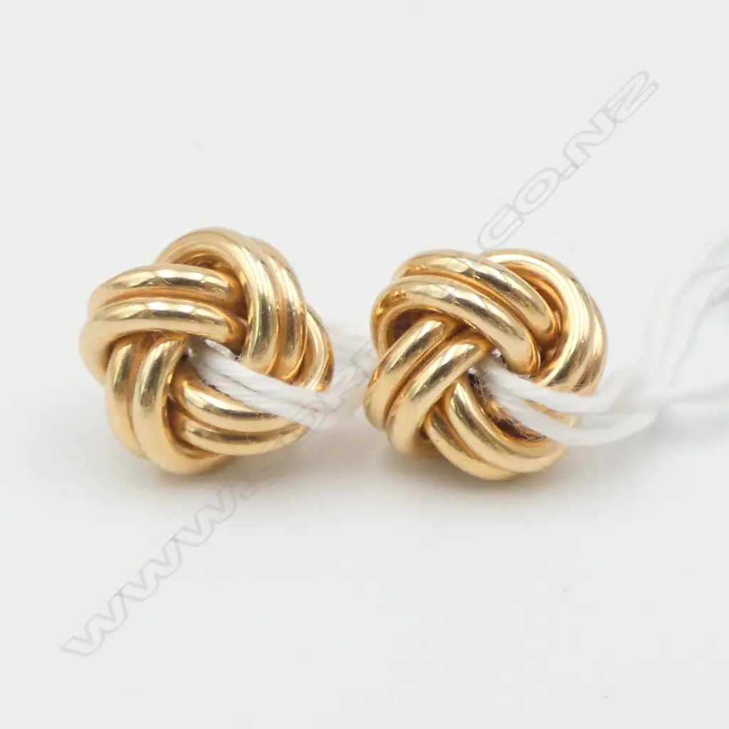 PR 9ct GOLD KNOT EARRINGS no butterflies 3.37gms Image 1++