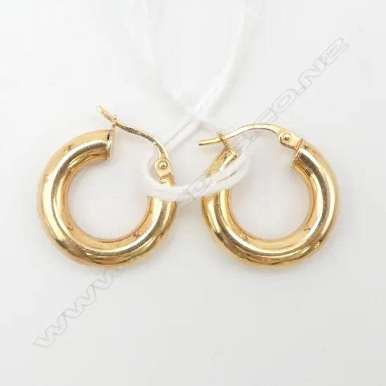 PR 9ct GOLD HOLLOW HOOP EARRINGS 1.58gms