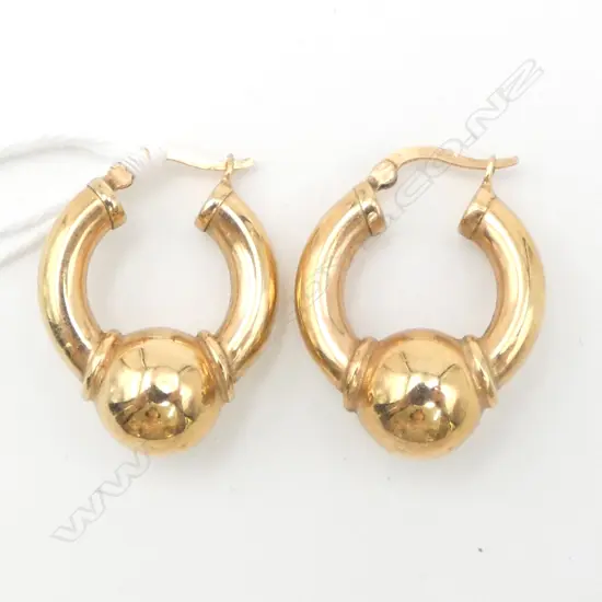 PR 9ct GOLD HOOP & BALL EARRINGS 4gms