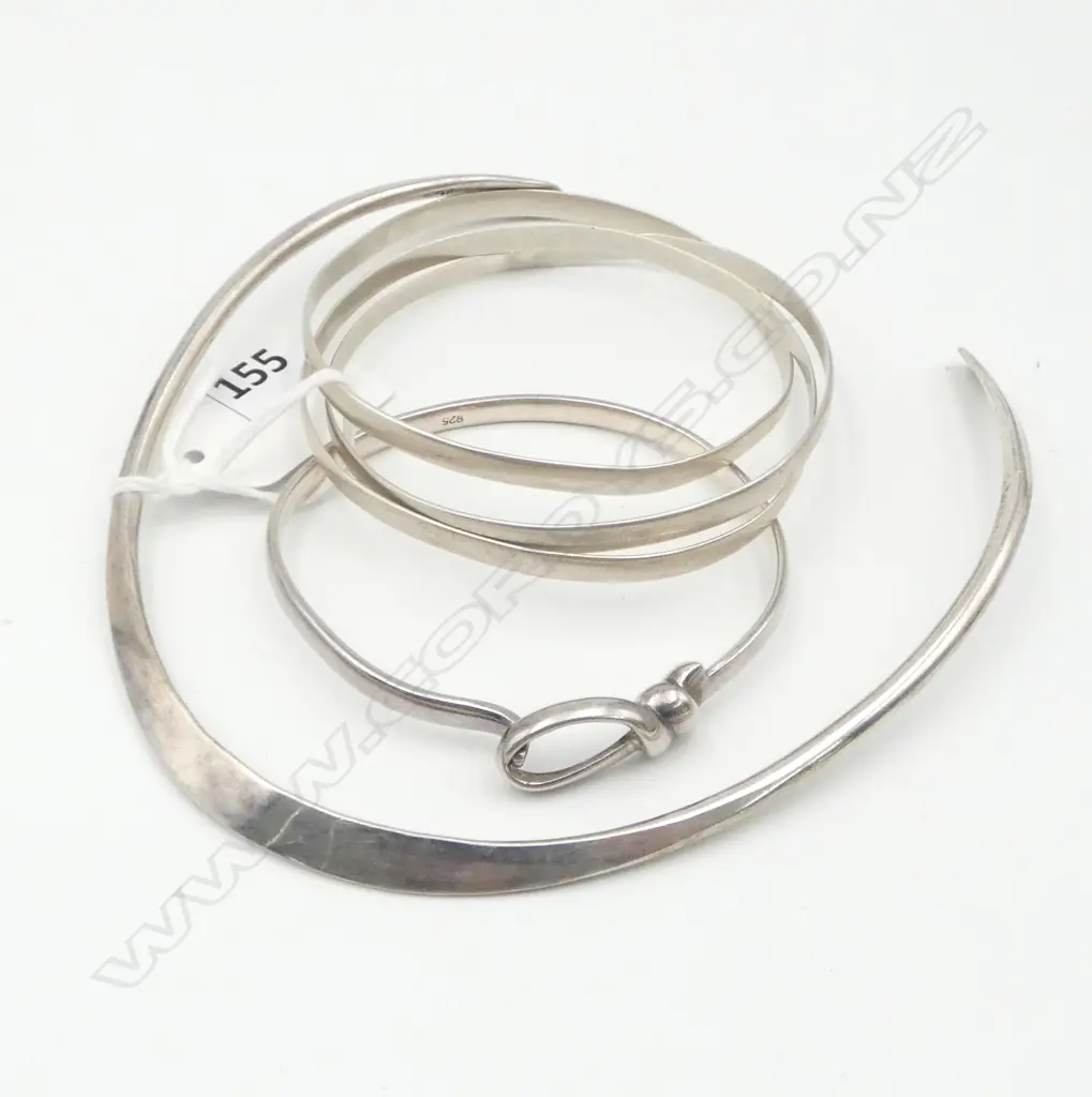 DESIGNER SILVER CHOKER + SILVER BANGLE + SILVER TRIPLE BANGLE 86gms Image 1++