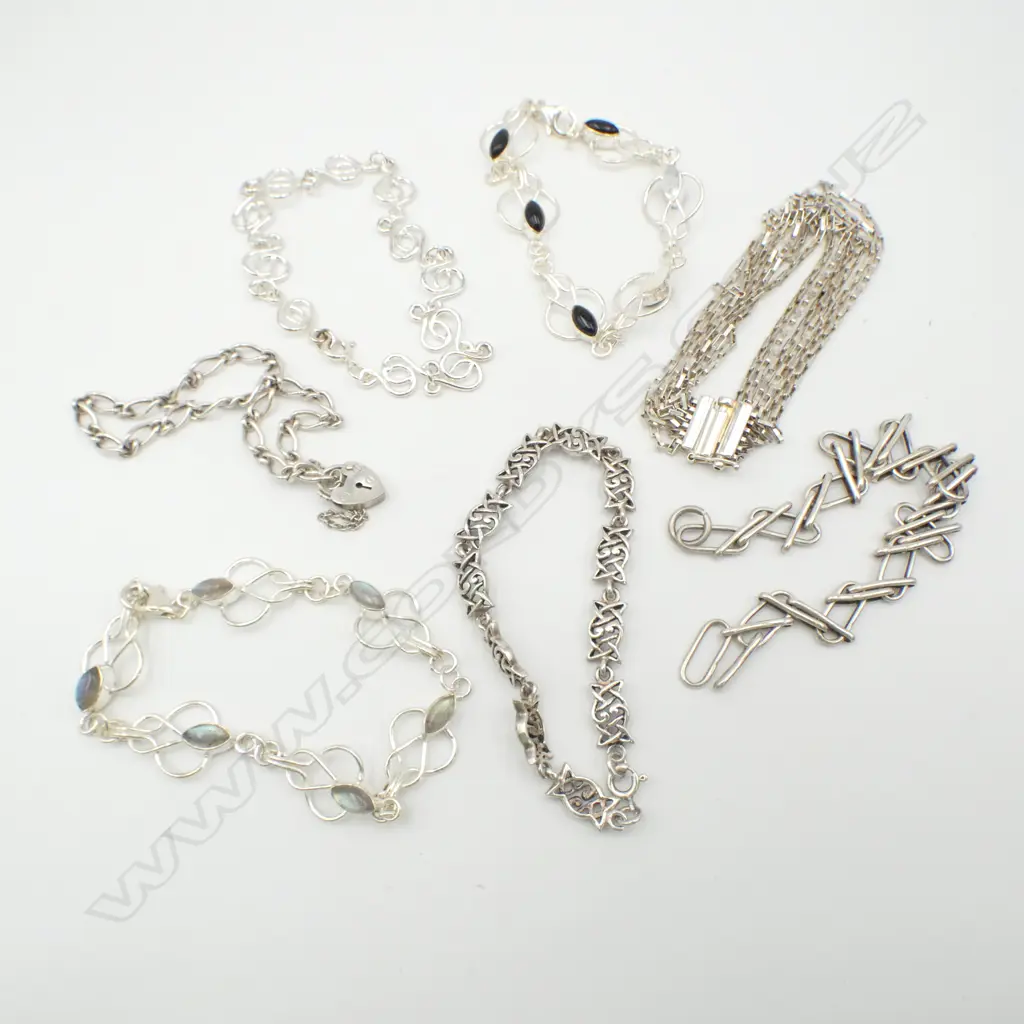 7 STG SILVER BRACELETS TW. 59.2gms Image 1++