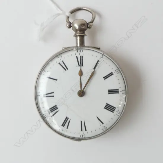 19thC SILVER PAIR CASED POCKET WATCH by Jas Barron of London no outer case. Hair cracks to dial