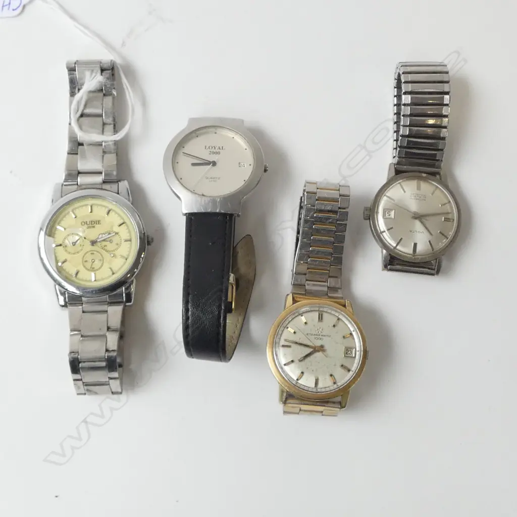 4 WRISTWATCHES; VOLTA, OUDIE & 2 OTHERS Image 1++