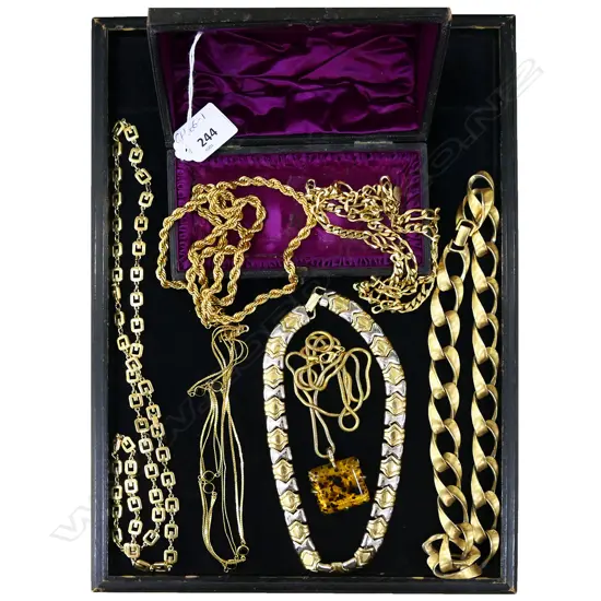 ASST. COSTUME JEWELLERY INCLUDING OROTON.  GIVENCHY DESIGNER ETC.. NECKLACES in Victorian box