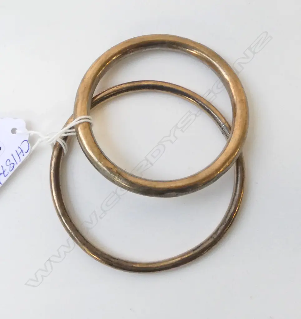 2 X 9ct GOLD PLATED SILVER LINED BANGLES Dia.82mm Image 1++