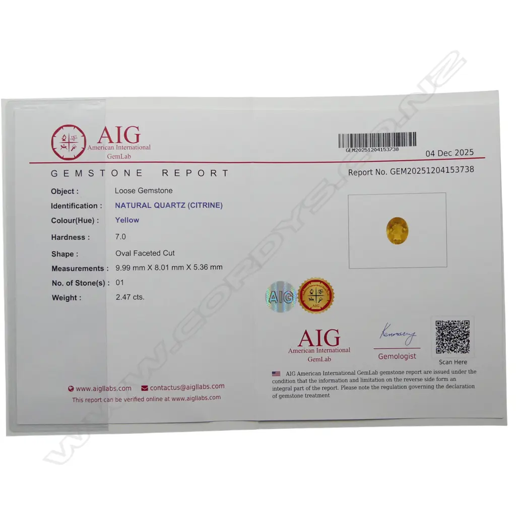 CITRINE & CZ DRESS RING, SILVER PLATED, AIG REPORT SIZE Q Image 1++