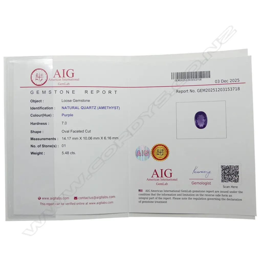 AMETHYST & CZ DRESS RING SILVER PLATED AIG REPORT SIZE P Image 1++