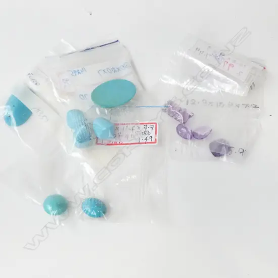 ASST. FACET CUT UNSET AMETHYSTS & ASST. TURQUOISE BEADS & CABOCHONS