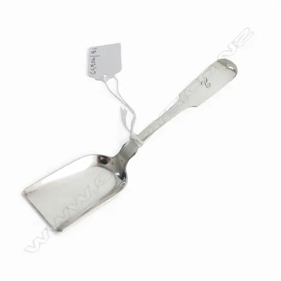 19thC AMERICAN COIN SILVER SUGAR SCOOP 'F. CURTIS & CO.' L.145mm 19gms