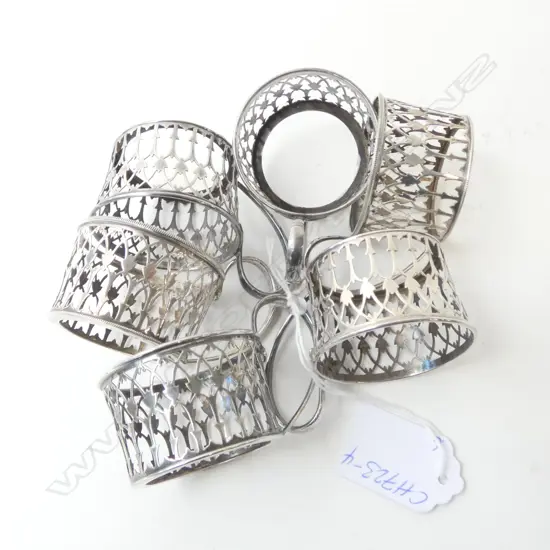 6 STG SILVER GLASS HOLDERS Sheffield 1914 92G