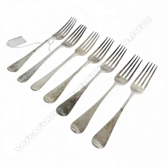 7 GEORGIAN S/SILVER DINNER FORKS 250GMS