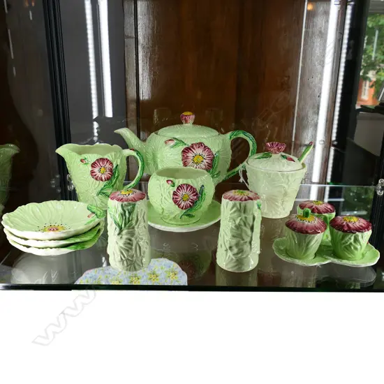 ASST. PCS CARLTON WARE 'POPPY'; TEAPOT M/S, P/S, CRUET SET & JAM DISHES