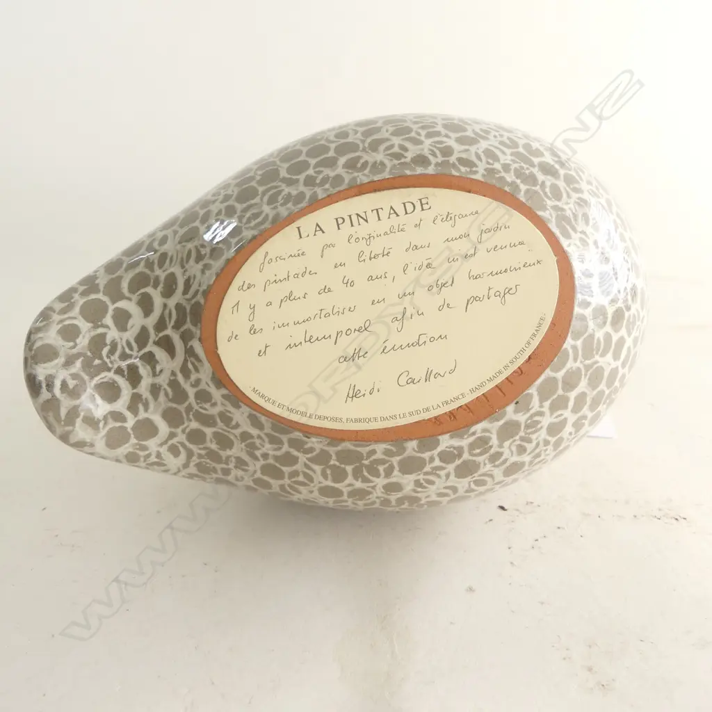 FRENCH CERAMIQUES DE LUSSAN 'LA PINTADE' (GUINEA FOWL) SCULPTURE. Labelled to base  Image 1++