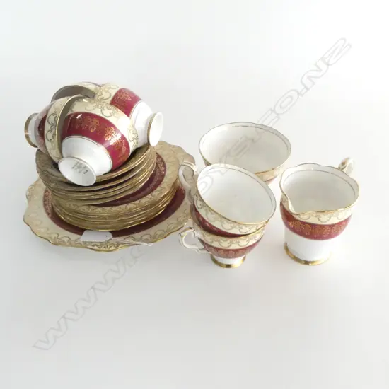 ASST. ROYAL STAFFORD CHINA; 6 C/S, CREAM, SUGAR & CAKE PLATE