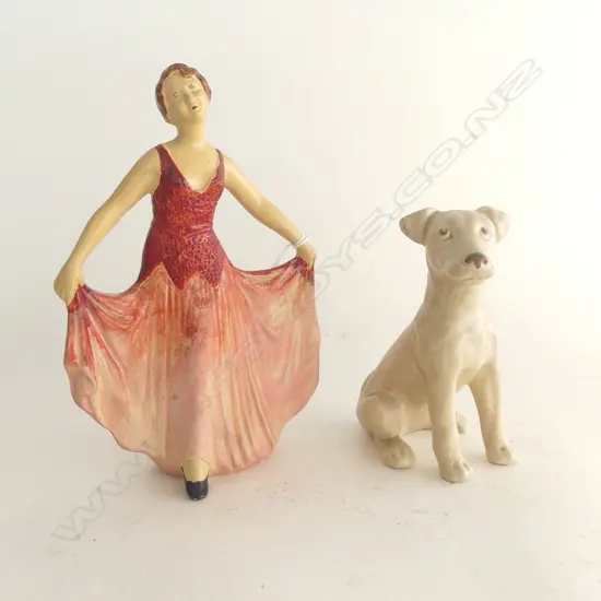 ART DECO FIGURE H.230mm + DOG H.140mm