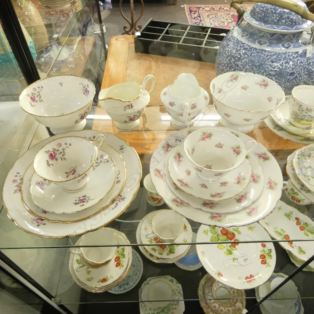 2 PART SHELLEY CHINA TEASETS CSP C/SUGAR & CAKE PLATES FLORAL ROSE PATS Image 1++