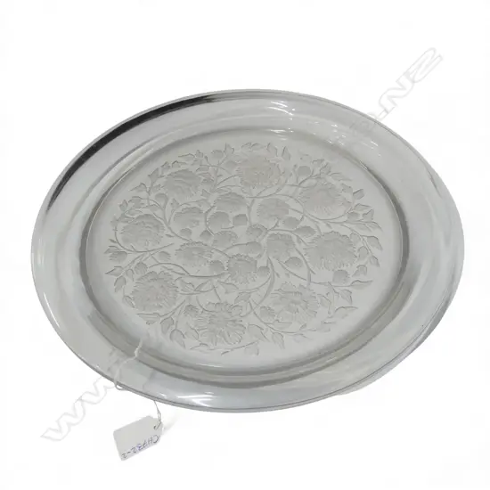 LALIQUE CLEAR GLASS FLORAL PLATTER Dia.390mm glass scratched