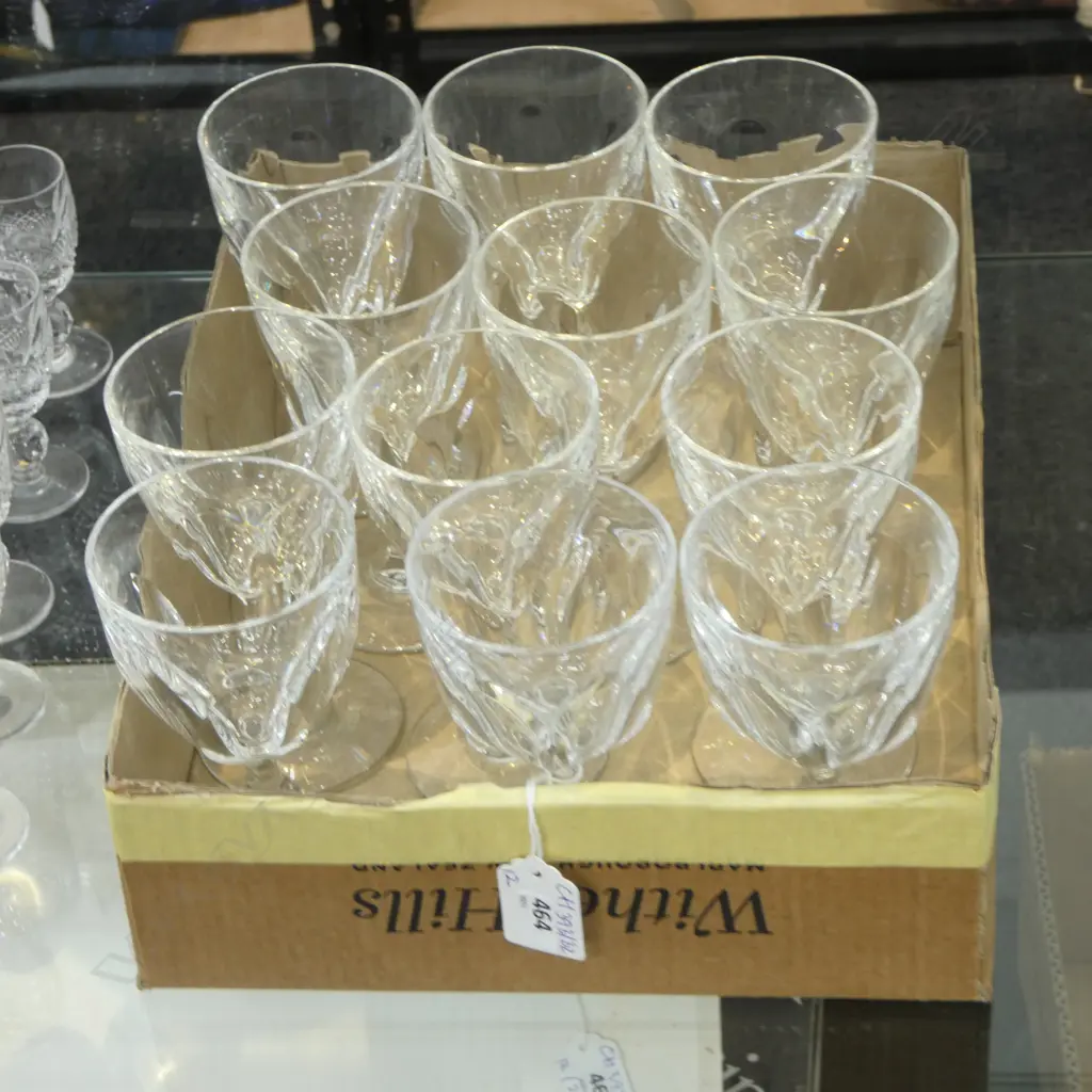 12 VAL SAINT LAMBERT CRYSTAL WINE GLASSES H.135mm Image 1++