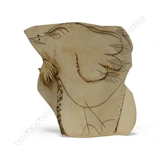 MARGARET BELL, NZ. STUDIO POTTERY BIRD FORM VASE H.320mm