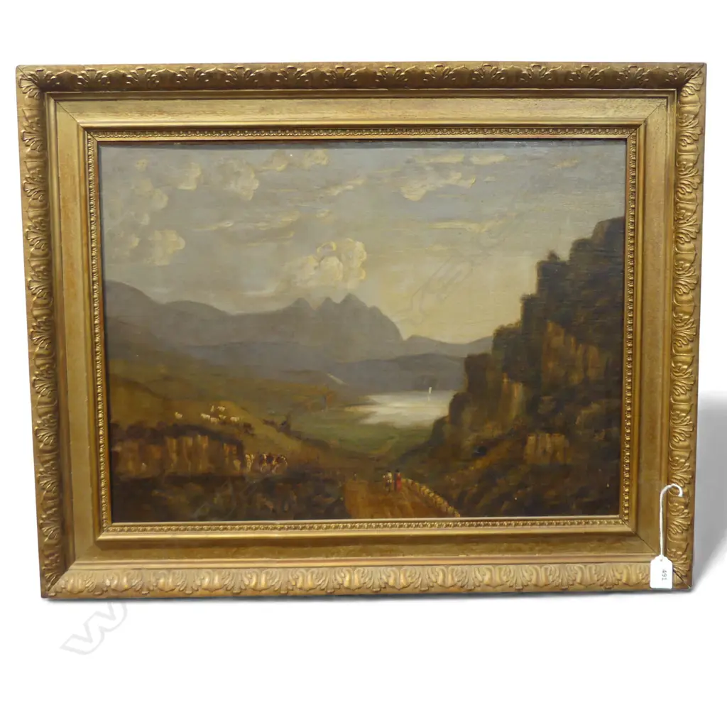 19TH CENTURY EUROPEAN SCHOOL PASTORAL LANDSCAPE OIL ON CANVAS LAID ON BOARD 425 X 575MM Image 1++