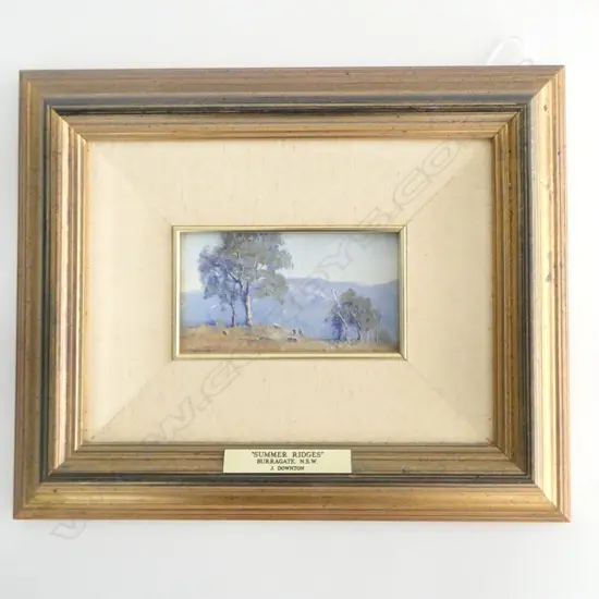 JOHN DOWNTON 'SUMMER RIDGES - BURRAGATE N.S.W.' OIL ON BOARD 65x115mm
