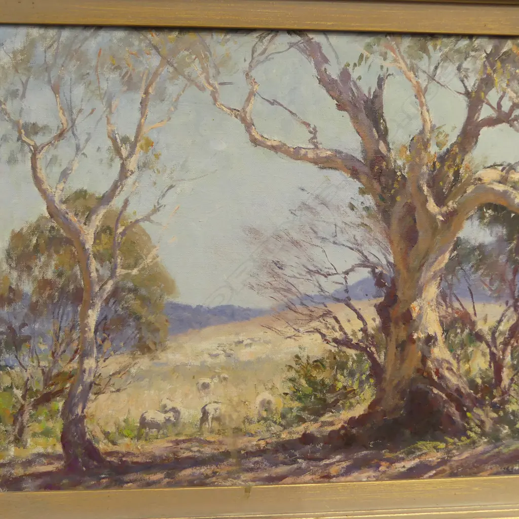 JOHN ROWELL, SHEEP COUNTRY, OIL ON CANVAS, 400x495 + DUDLEY PARKER, AUSTRALIAN LANDSCAPE, OIL ON BOARD Image 1++