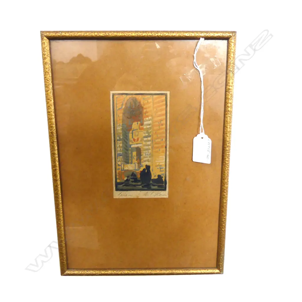 SIGNED ILLEGIBLY 'CAIRO' C.1920 LINOCUT 125 X 65MM Image 1++