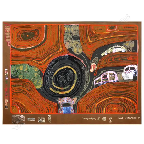 HUNDERTWASSER 'CRUSADE OF THE CROSSROADS' LITHOGRAPH 2075/3000 440x590mm