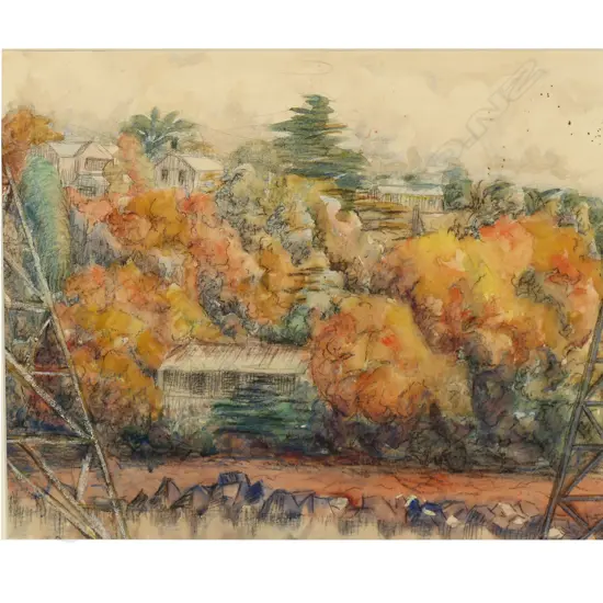 Phyllis Mary Crowley (1913 - 1994) Requisitioned House and Winter Oaks - June 1978,