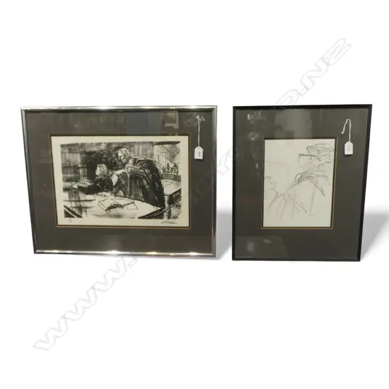 GARTH TAPPER, THE DEFENCE PENCIL 265x200 + COURTROOM LITHOGRAPH 17/17, 235x370mm