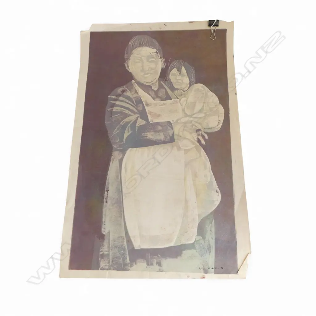 IAN HUTSON (b.1943), UNTITLED, WOMAN & CHILD, SCREENPRINT 4/15 600x385mm SIGNED & DATED '74 Image 1++