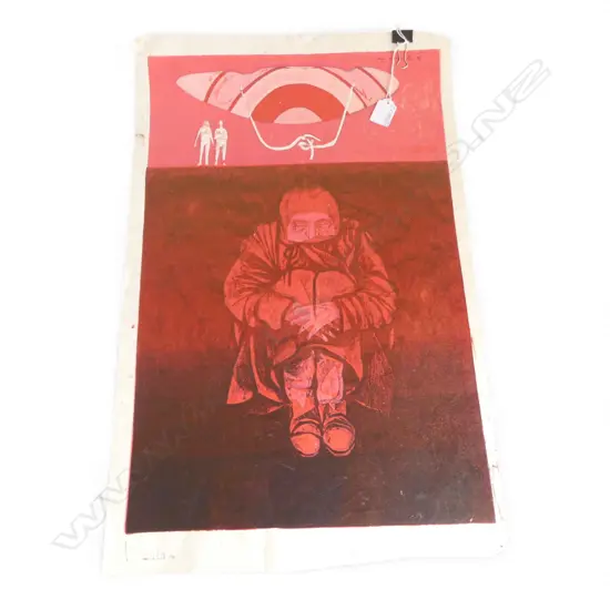 IAN HUTSON (b.1943), UNTITLED, CROUCHING MAN, SCREENPRINT 4/10 600x385mm SIGNED & DATED '74