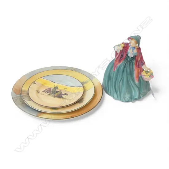 3 ROYAL DOULTON PLATES + 'LADY CHARMIAN' H.210mm