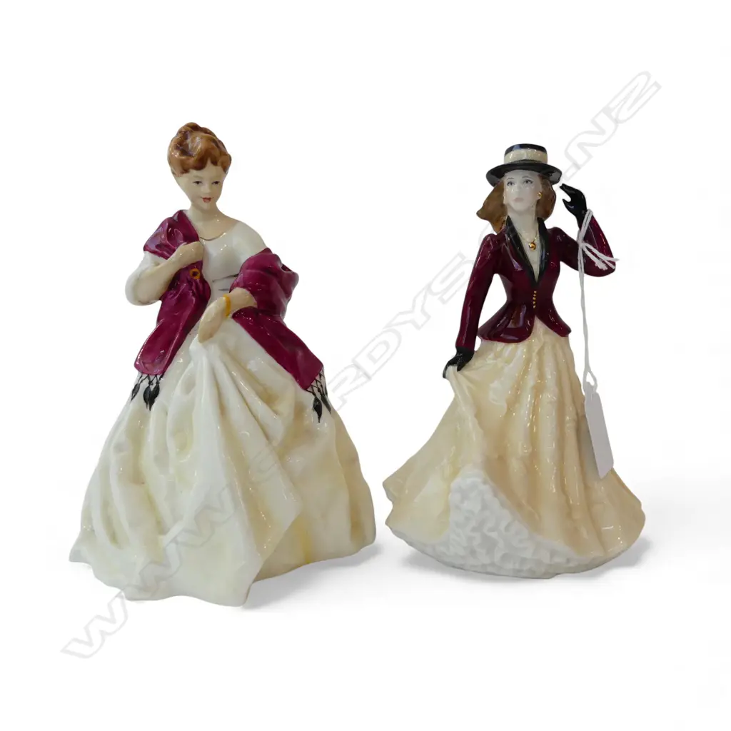 2 ROYAL WORCESTER FIGURES 'FIRST DANCE' & 'JUST FOR YOU' H.180mm Image 1++