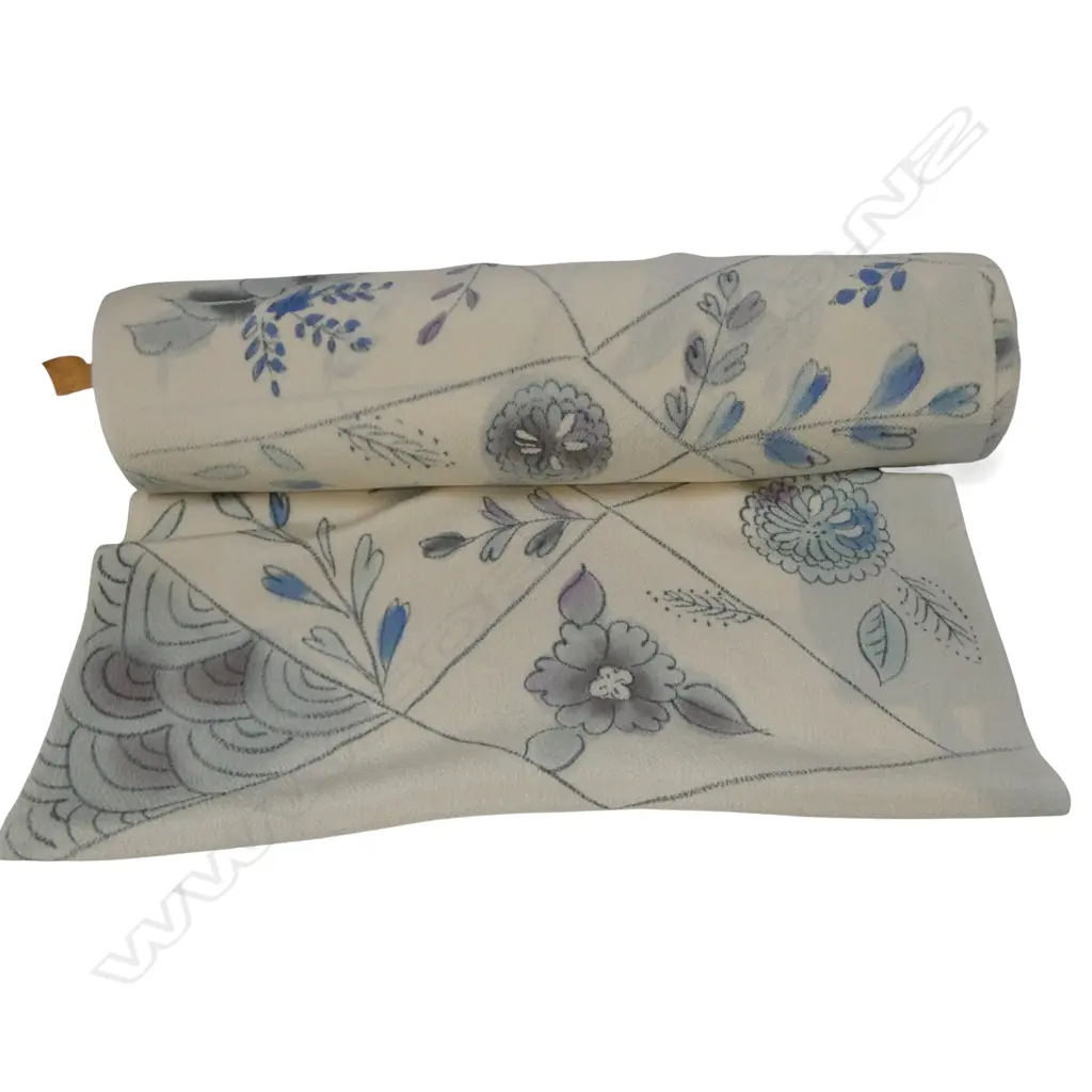 1980's NISHIJIN TEXTILE (Kyoto) JAPANESE ROLL OF PATTERNED SILK L.12m.W.360mm. New/old stock florals on pale ground Image 1++