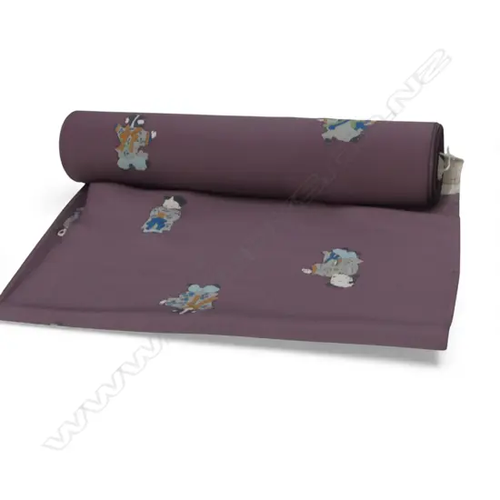 1980's NISHIJIN TEXTILE (Kyoto) JAPANESE ROLL OF PATTERNED SILK L.12m. W.360mm. New old stock children on purple tone