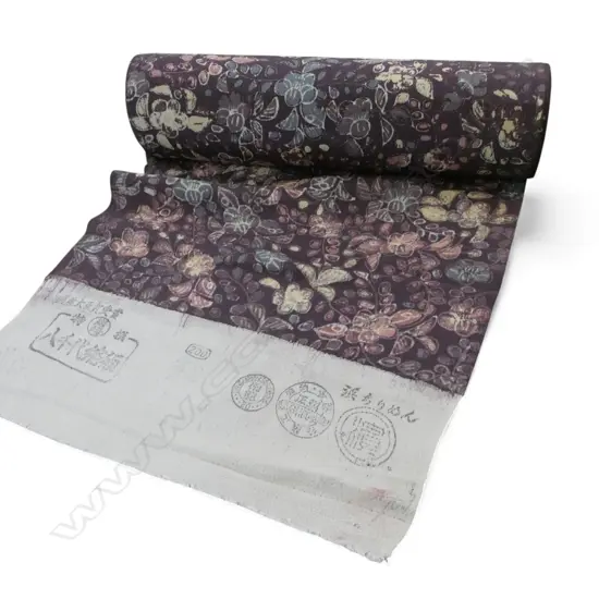 1980's NISHIJIN TEXTILE (Kyoto) JAPANESE ROLL OF PATTERNED SILK L.12m. W.360mm. New old stock soft mushroom tone....