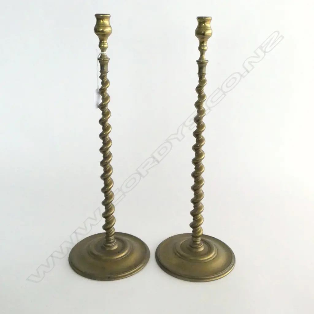 PR BRASS BARLEY TWIST CANDLESTICKS H.460mm Image 1++