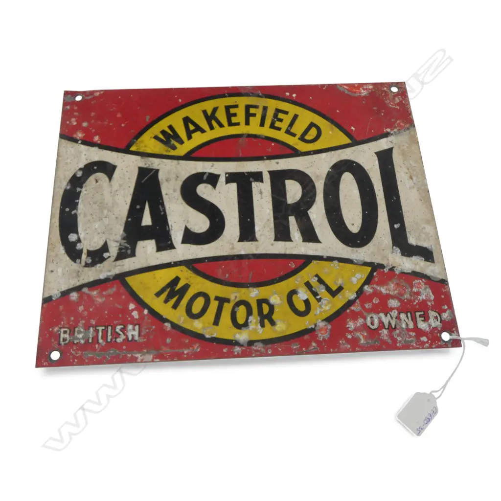 VINTAGE WAKEFIELD CASTROL MOTOR OIL ENAMEL SIGN 305x380mm Image 1++