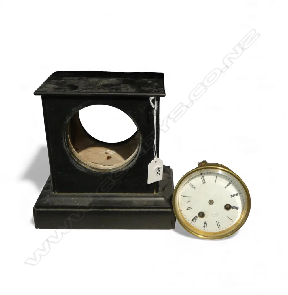 BLACK SLATE MANTLE CLOCK H.195mm, FAULTS Image 1++