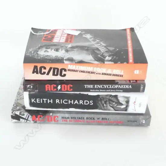 4 BOOKS; MUSIC INTEREST; 3x AC/DC, KEITH RICHARDS