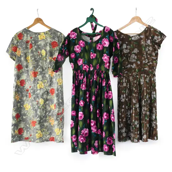 3 DAY DRESSES; 2 1950s/60s, 1 REPRODUCTION