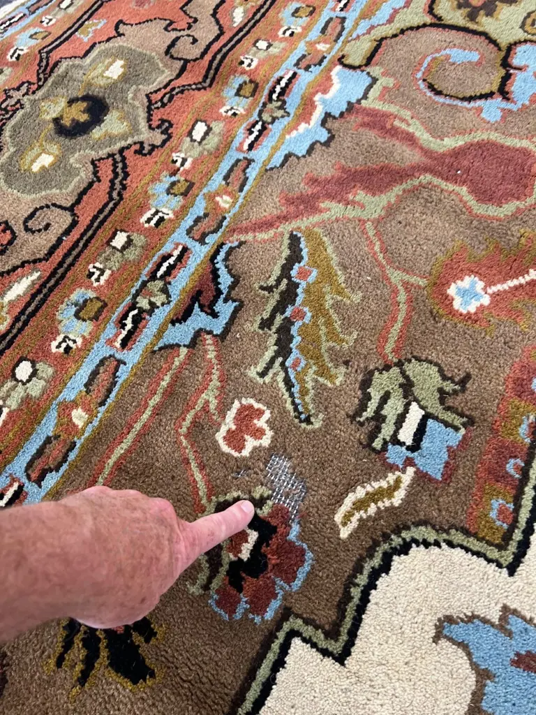 MASSIVE HAND KNOTTED PERSIAN HERIZ CARPET wool on cotton. 1 small area of insect damage. 5040 x 3660mm. Image 1++